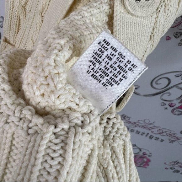 Guess hoodie tshirt style knitted button up Cream Cable Knit Cardigan - Picture 9 of 10